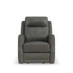 Maxwell Cinder Leather Power Gliding Recliner with Power Headrest and Lumbar - Image 4