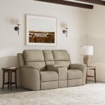 Henry Beige Leather Power Reclining Loveseat with Console & Power Headrests & Lumbar - Image 3