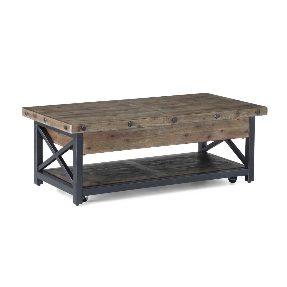 68a2731dc92b82c17b7e95b61ee29891 Carpenter Brown Rectangular Lift-Top Coffee Table with Casters - Image 1