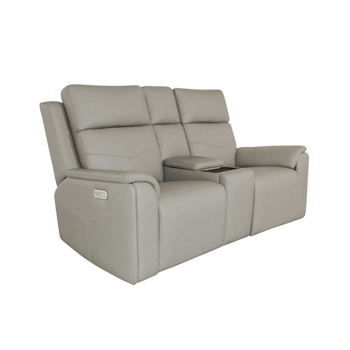 6ae236a35117b66c1c059b05a32371b7 Vernon Dove Grey Fabric Power Reclining Loveseat with Console, Power Headrests, Lumbar, Heat & Massage - Image 1