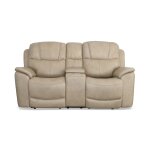Crew Pebble Leather Power Reclining Loveseat with Console, Power Headrests & Lumbar - Image 4
