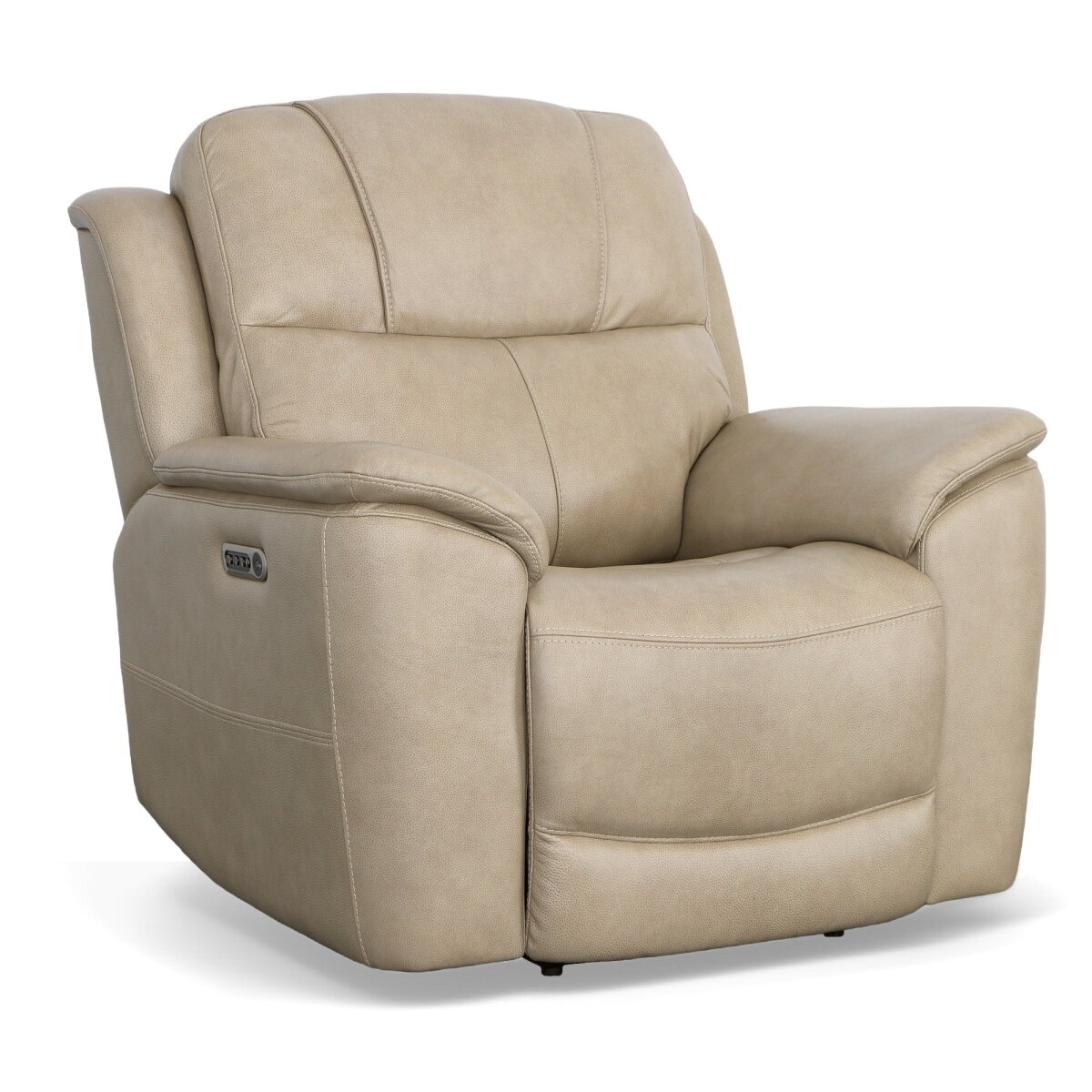 7452c00bdba128f893b32038fa5d020f Crew Pebble Leather Power Recliner with Power Headrest & Lumbar - Image 1