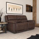 Beau Sable Fabric Power Reclining Loveseat with Console & Power Headrests - Image 7