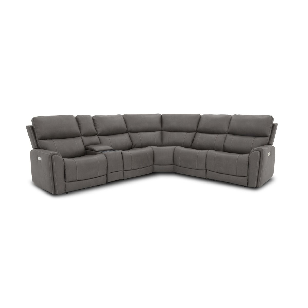 884651d73925890cb81e3dc7f848dd23 Carter Smoke Fabric Power Reclining Sectional with Power Headrests & Lumbar - Image 1