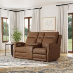 Maxwell Cedar Leather Power Reclining Loveseat with Console, Power Headrests and Lumbar - Image 3