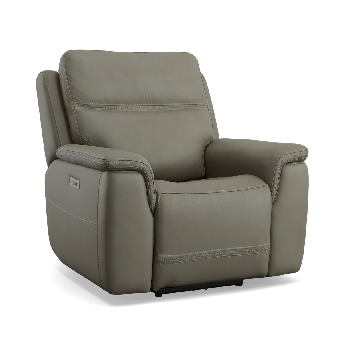 97faea359edf5a206b9c613b1a612234 Sawyer Grey Leather Power Recliner with Power Headrest & Lumbar - Image 1