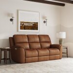 Henry Caramel Leather Power Reclining Sofa with Power Headrests & Lumbar - Image 3