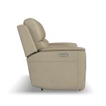 Henry Beige Leather Power Reclining Loveseat with Console & Power Headrests & Lumbar - Image 5
