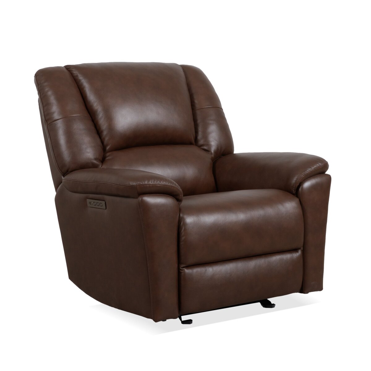 9fbd195aaf71c71ac92abc02d4158308 Plush Tavern Brown Leather Perfect Match Power Gliding Recliner with Power Headrest & Lumbar - Image 1
