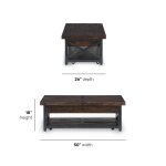 Carpenter Brown Rectangular Lift-Top Coffee Table with Casters - Image 6