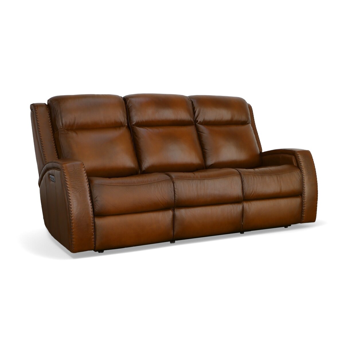 a016d8c0f7963867ef7fd119331c79f4 Mustang Rust Leather Power Sofa with Power Headrest - Image 1