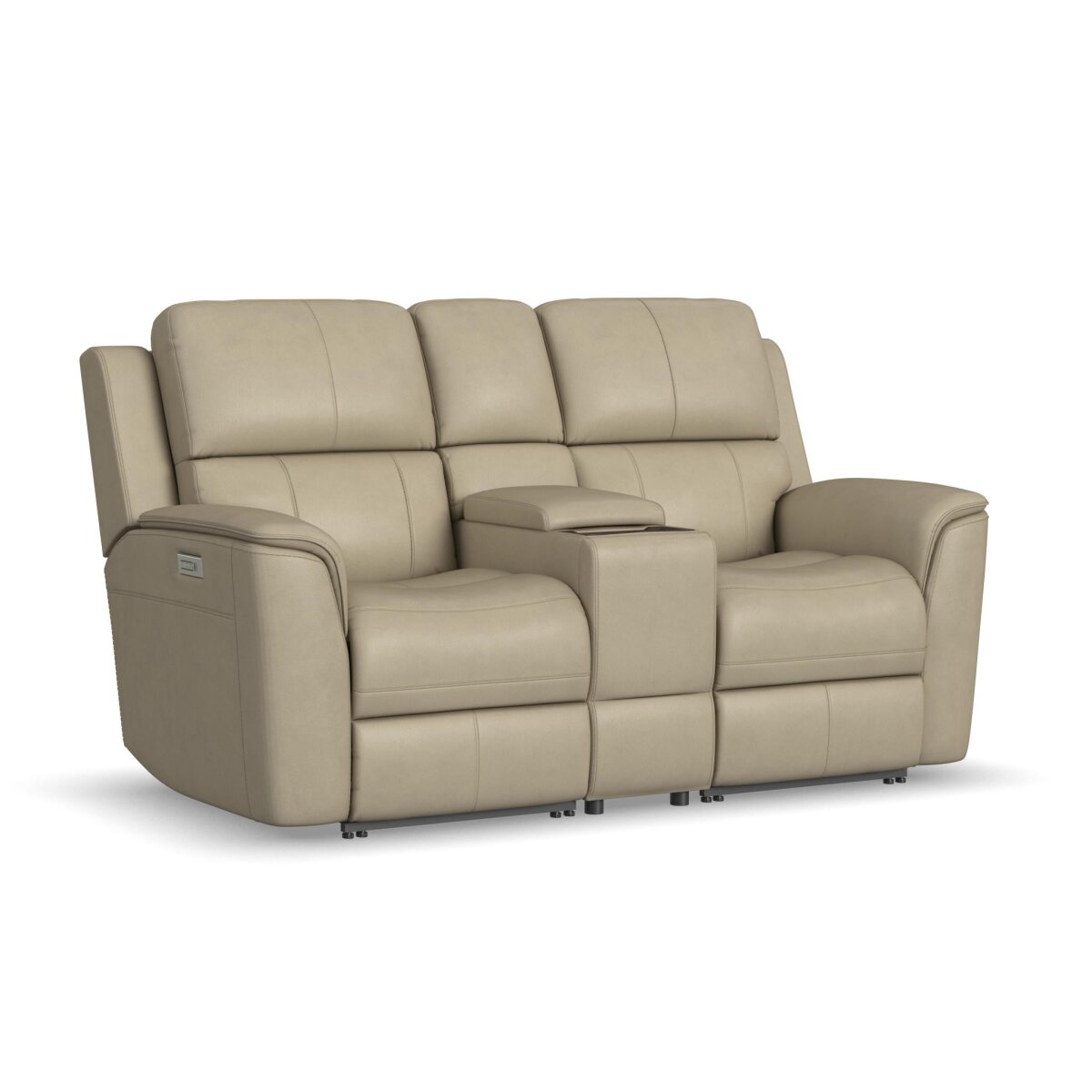 a2a5f01a5efc3770296a403b3cf18115 Henry Beige Leather Power Reclining Loveseat with Console & Power Headrests & Lumbar - Image 1
