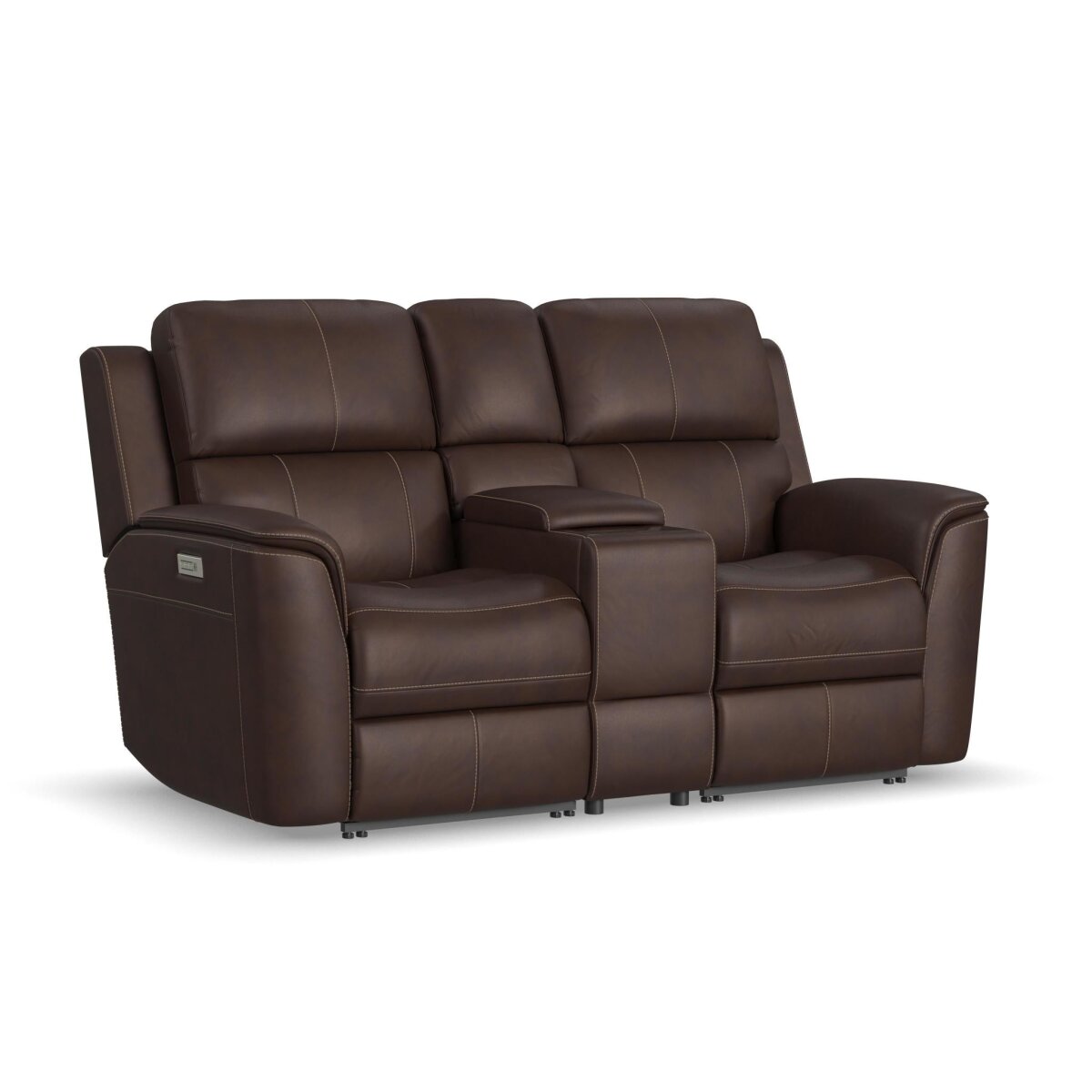 ac9dc68c6b2110bc7ff69fbb3fd53435 Henry Burnt Umber Leather Power Reclining Loveseat with Console & Power Headrests & Lumbar - Image 1
