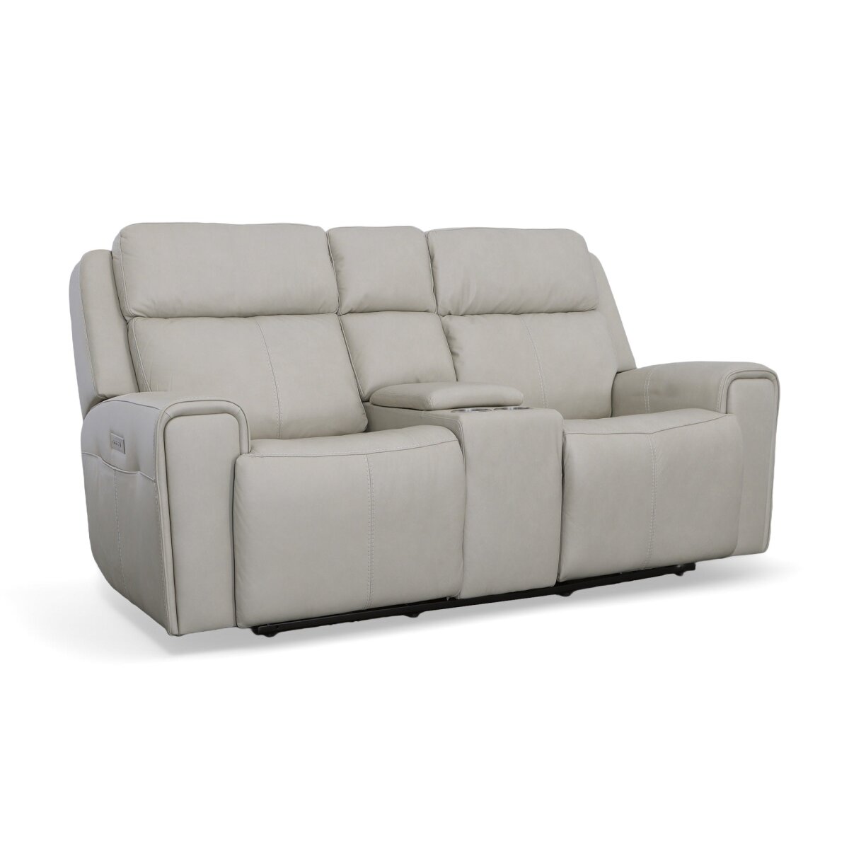 ad75afdb00829c42c712da678a2aa1d3 Barnett Leather Power Reclining Loveseat with Console, Power Headrests & Lumbar - Image 1