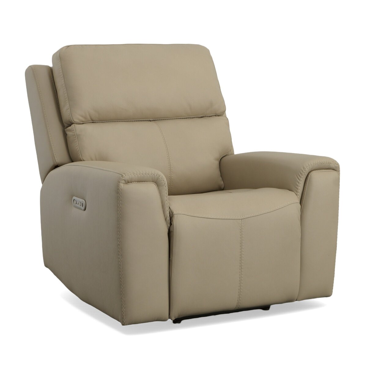 ada94486c3c64b819200138435a9f8b4 Jarvis Parchment Leather Power Recliner with Power Headrest - Image 1