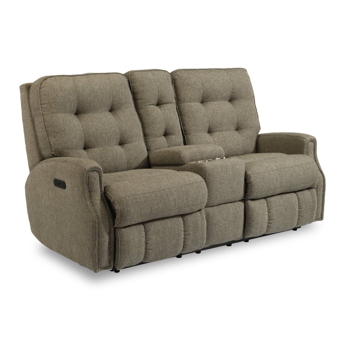 af050c83a66b44168c62df8b1e80e335 Devon Fabric Power Reclining Loveseat with Console & Power Headrests - Image 1
