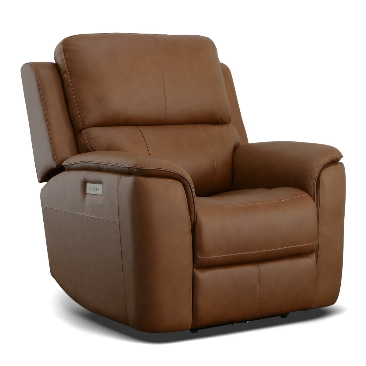 b32c424f0fc71d450ad300d4f037693d Henry Caramel Leather Power Recliner with Power Headrest & Lumbar - Image 1