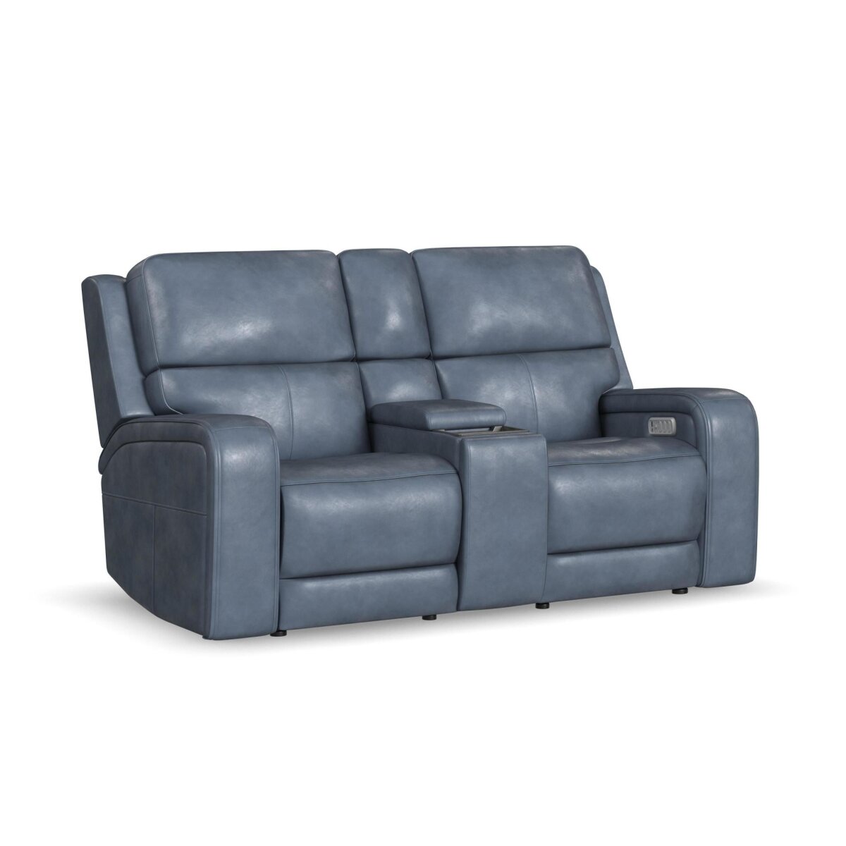 b4224ee4505c86cfaca4e112106b1169 Oasis Storm Leather Power Reclining Loveseat with Console, Power Headrests, Lumbar, Heat & Massage - Image 1