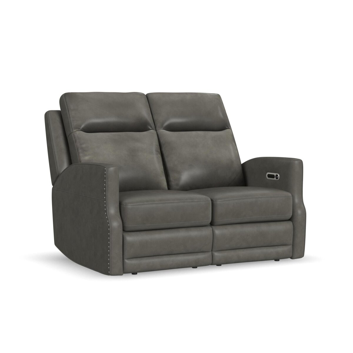 b7c6acfdcea60e410671d50a82252f50 Maxwell Cinder Leather Power Reclining Loveseat with Power Headrests and Lumbar - Image 1