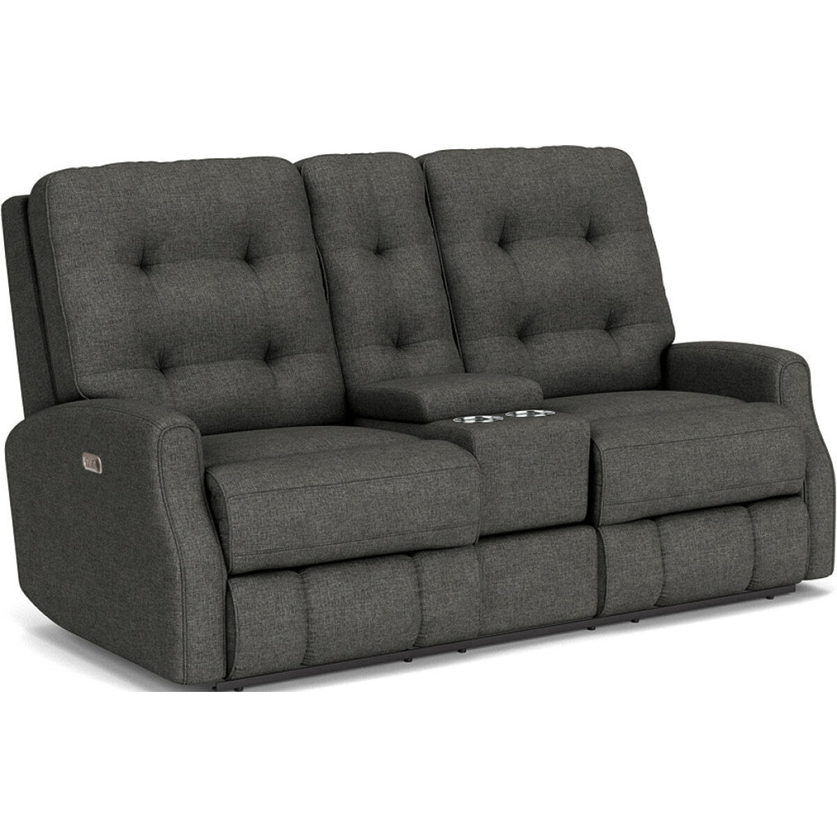 b8377e1f98a8340567d2fda2ba1852d7 Devon Fabric Power Reclining Loveseat with Console & Power Headrests - Image 1