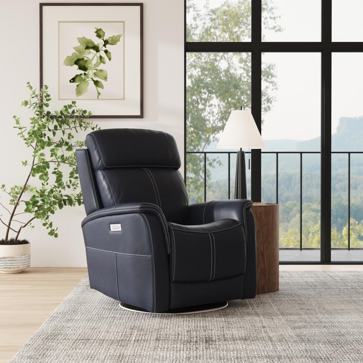 bf9fd5515eb70963f229ad6f93b973c3 View Leather Power Reclining Sofa with Console, Power Headrests & Lumbar - Image 1