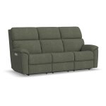 Porter Fabric & Leather Power Reclining Sofa with Console, Power Headrest, & Lumbar