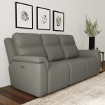 Sawyer Grey Leather Power Reclining Sofa with Power Headrests & Lumbar - Image 3