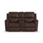 Henry Burnt Umber Leather Power Reclining Loveseat with Console & Power Headrests & Lumbar - Image 4