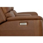 Henry Caramel Leather Power Reclining Loveseat with Console & Power Headrests & Lumbar - Image 5