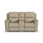 Henry Beige Leather Power Reclining Loveseat with Console & Power Headrests & Lumbar - Image 4