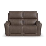 Calvin Cuppuccino Fabric Power Reclining Loveseat with Power Headrests & Lumbar - Image 4