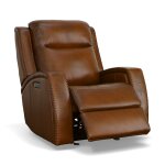 Mustang Rust Leather Power Gliding Recliner with Power Headrest - Image 5