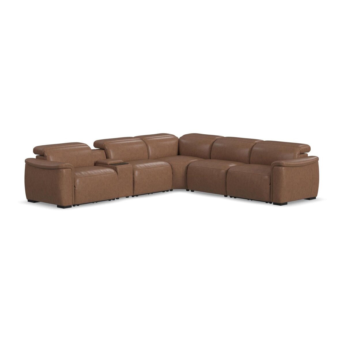 fbba6a69d3dcd9de08dc9c1ab44abebf Camden Dusty Taupe Leather Power Reclining Sectional with Power Headrest - Image 1