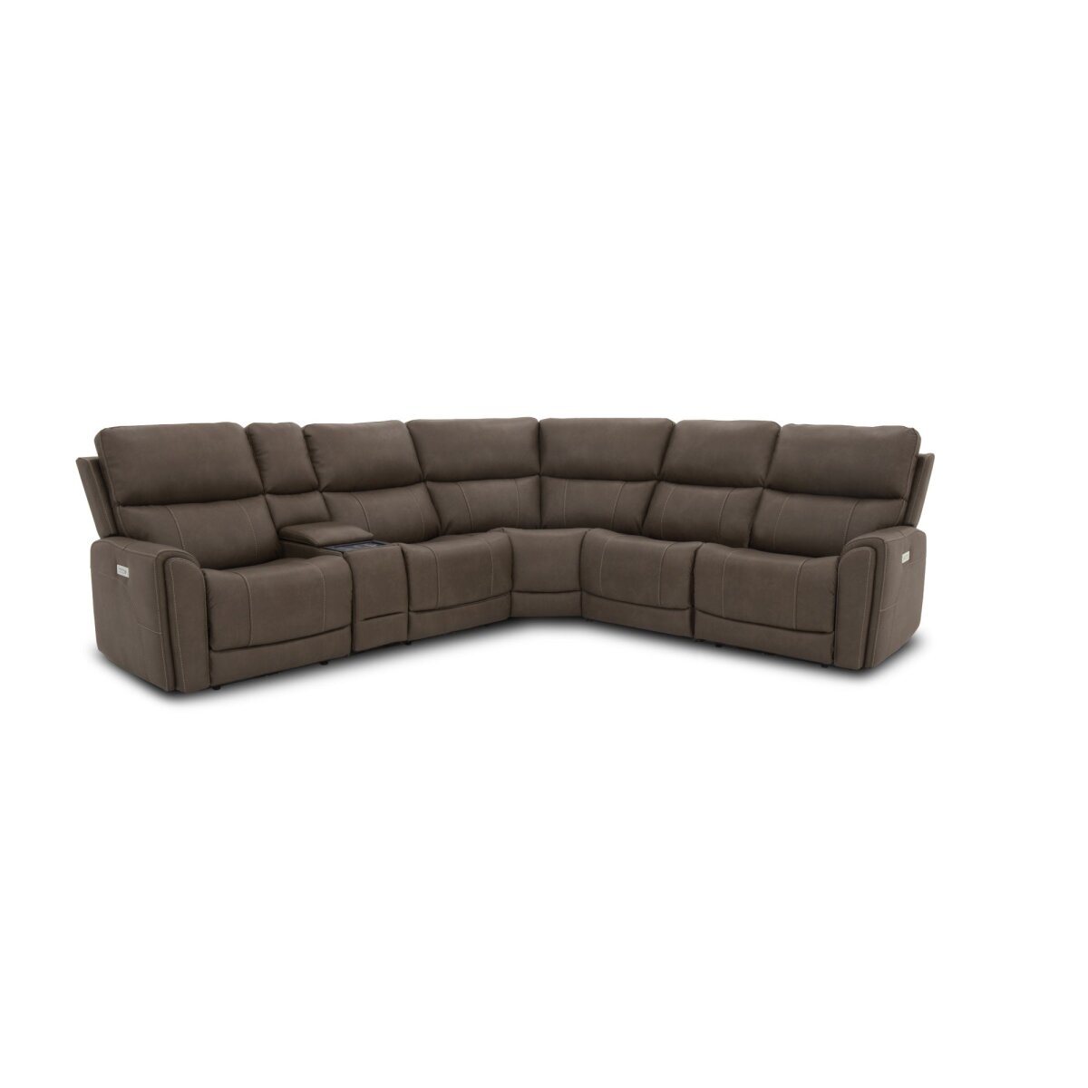 ffdde3bcd6198c82a9304ff6f5599a93 Carter Cappuccino Fabric Power Reclining Sectional with Power Headrests & Lumbar - Image 1