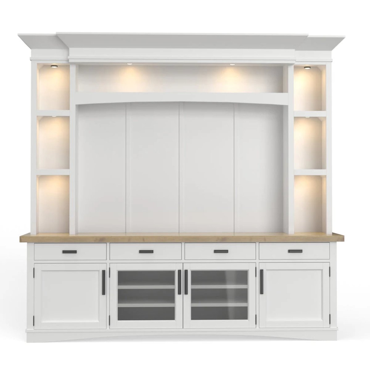 054811b2aef753a1b25c0c0102773e98 Americana Modern - Cotton 92" Tv Console With Hutch, Backpanel & Led Lights - Image 1