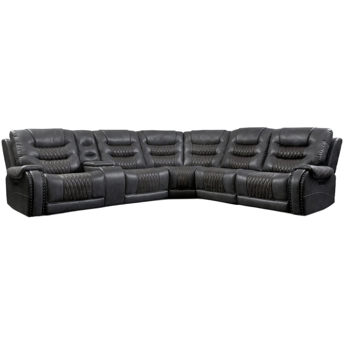 066434e06431755f584944e31ca65e58 Outlaw - Stallion 6pc Modular Power Reclining Sectional With Drop Down Table - Image 1