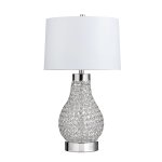 28"H SILVER METAL & ACRYLIC TABLE LAMP, 2PK/4.43'