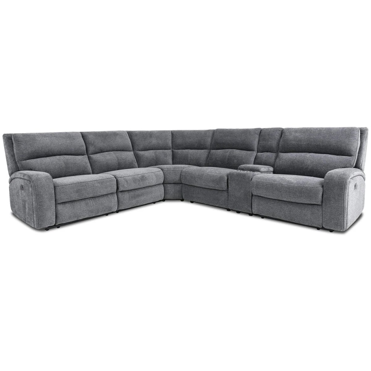 28e7cd16810b518a061b326f1e108229 Polaris - Bizmark Grey 6pc Modular Power Reclining Sectional With Power Adjustable Headrests - Image 1