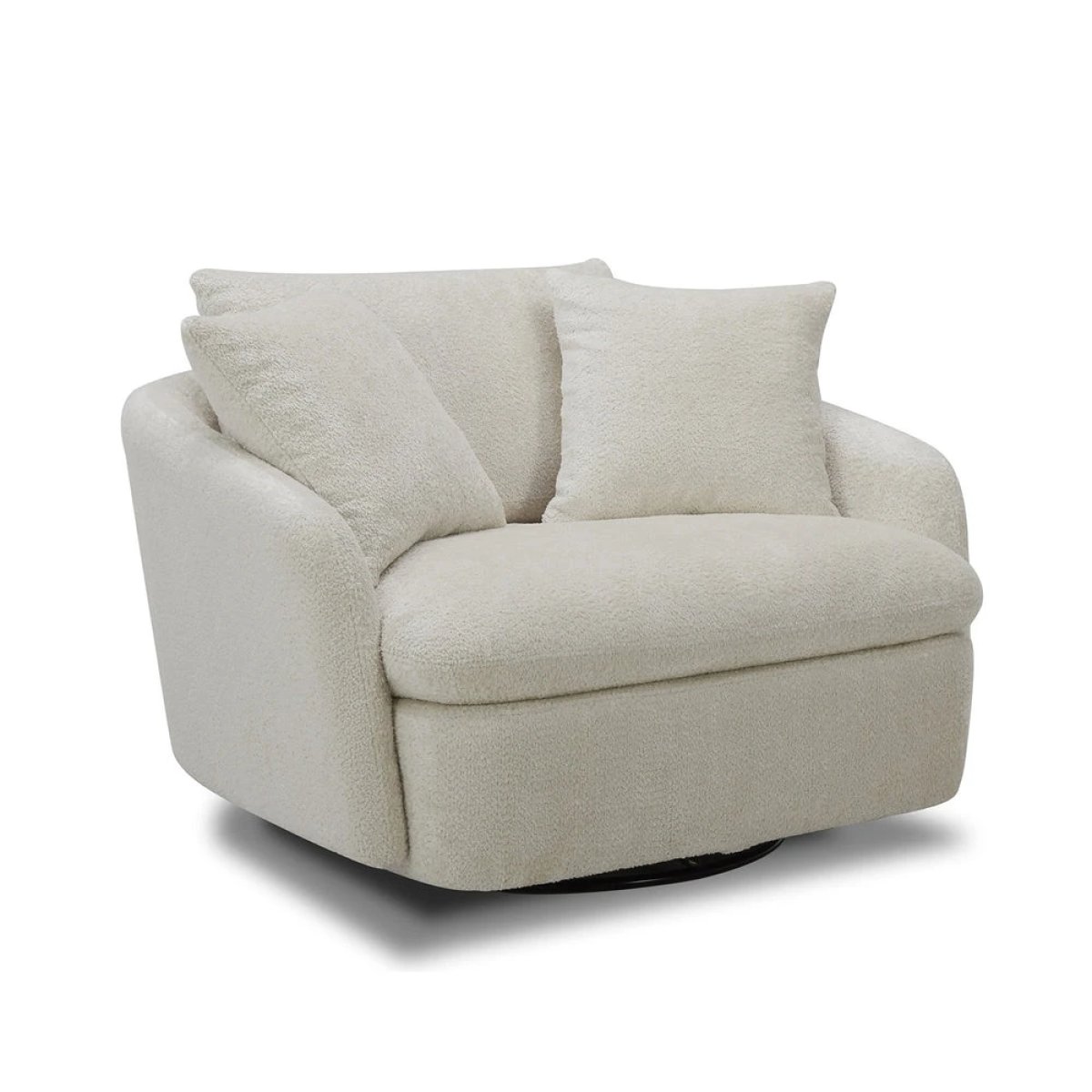 28fd3648e07684a653c916708b304580 Boomer - Utopia Sand Large Swivel Chair With 2 Toss Pillows - Image 1
