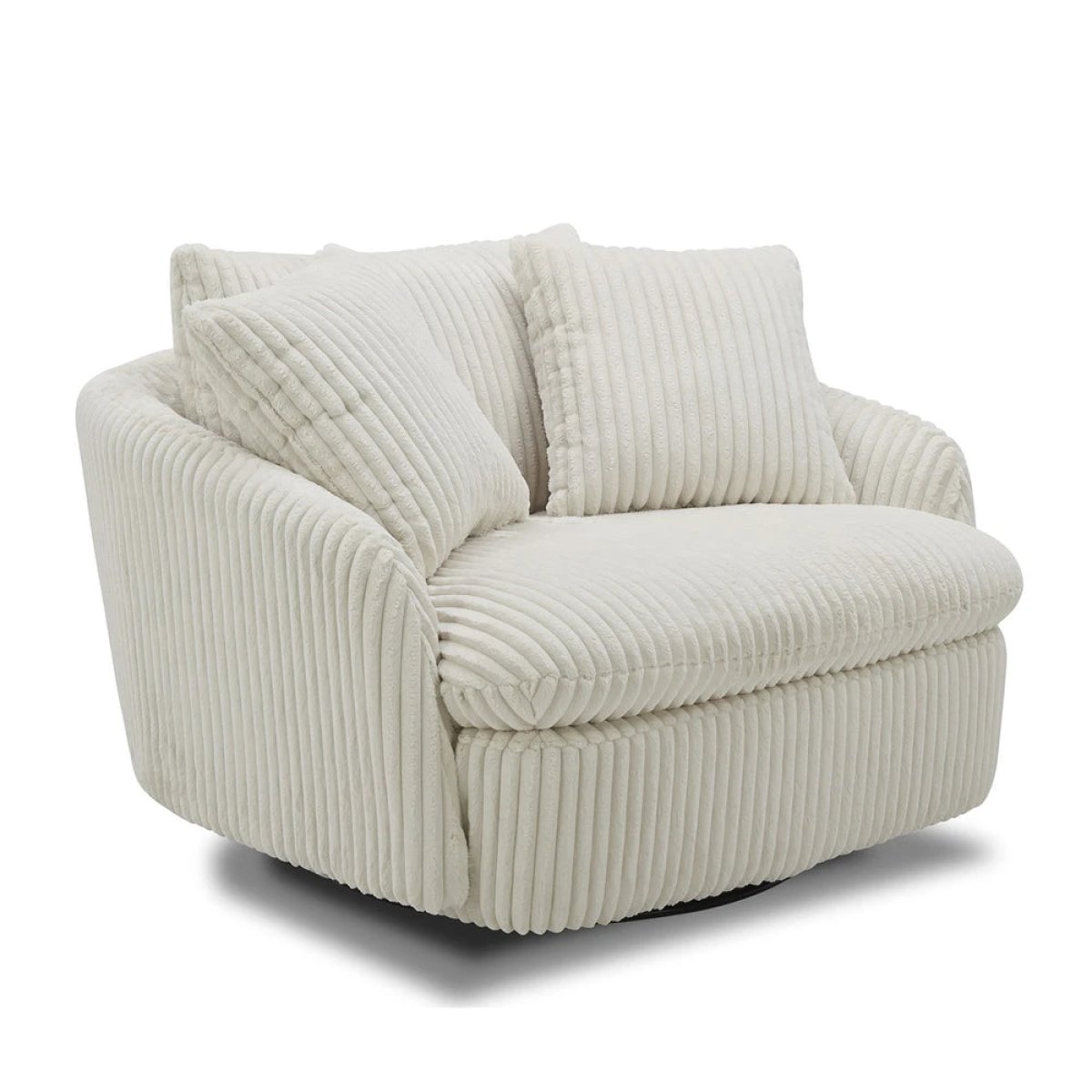 2afdca3d5bab651a0f35dd957ba8f3c8 Boomer - Mega Ivory Large Swivel Chair With 2 Toss Pillows - Image 1
