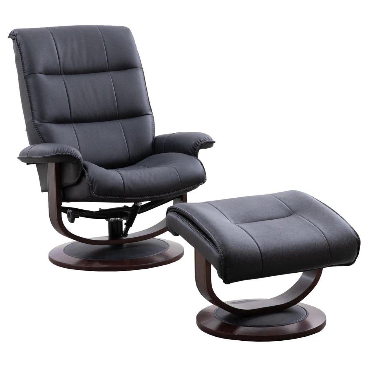 4c335622369179a37f13bb85446adc4e Knight - Black Manual Reclining Swivel Chair & Ottoman - Image 1