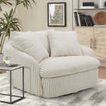 Boomer - Mega Ivory Large Swivel Chair With 2 Toss Pillows - Image 7