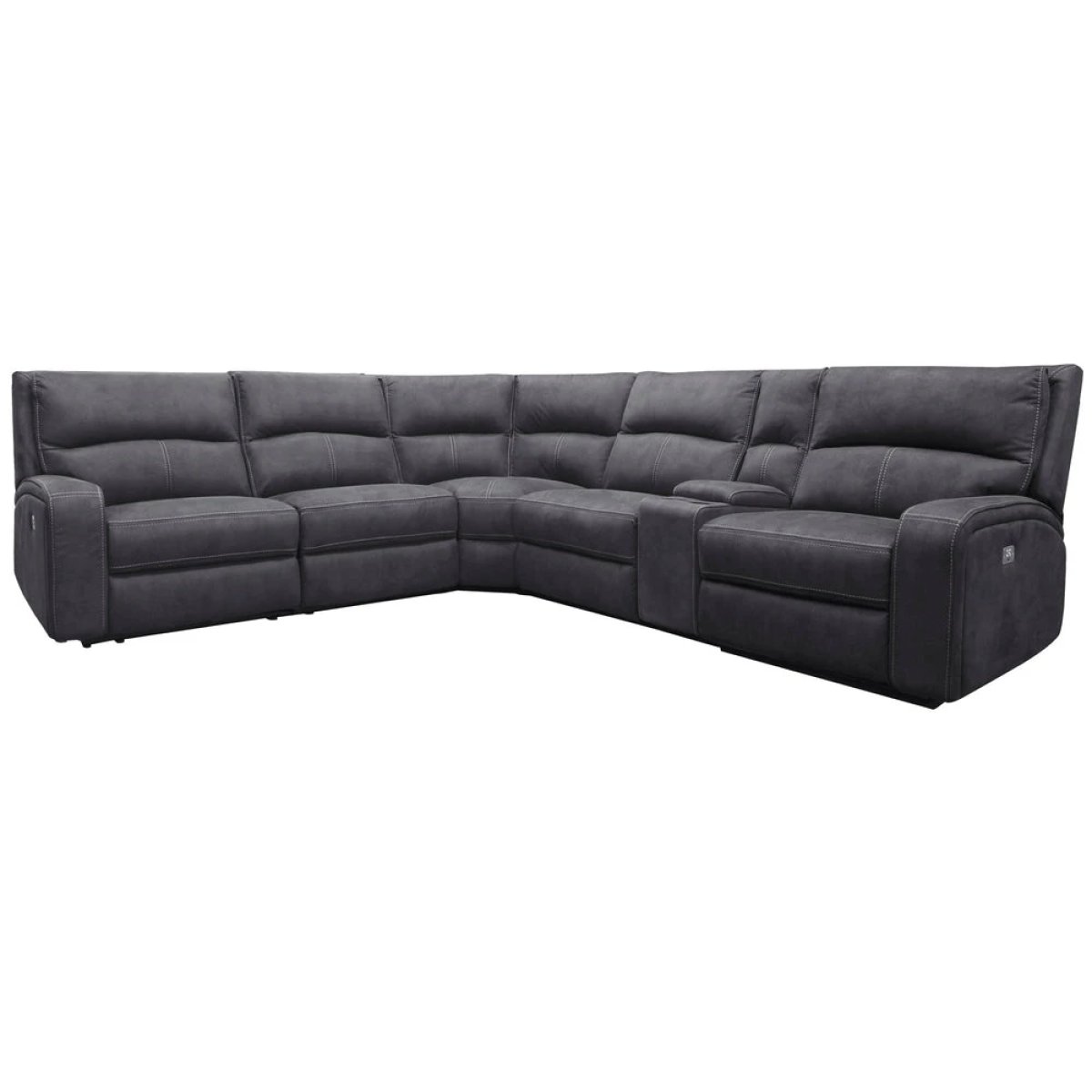 8a68fe0920bc10d200a41a66fd7980b9 Polaris - Slate 6pc Modular Power Reclining Sectional With Power Adjustable Headrests - Image 1
