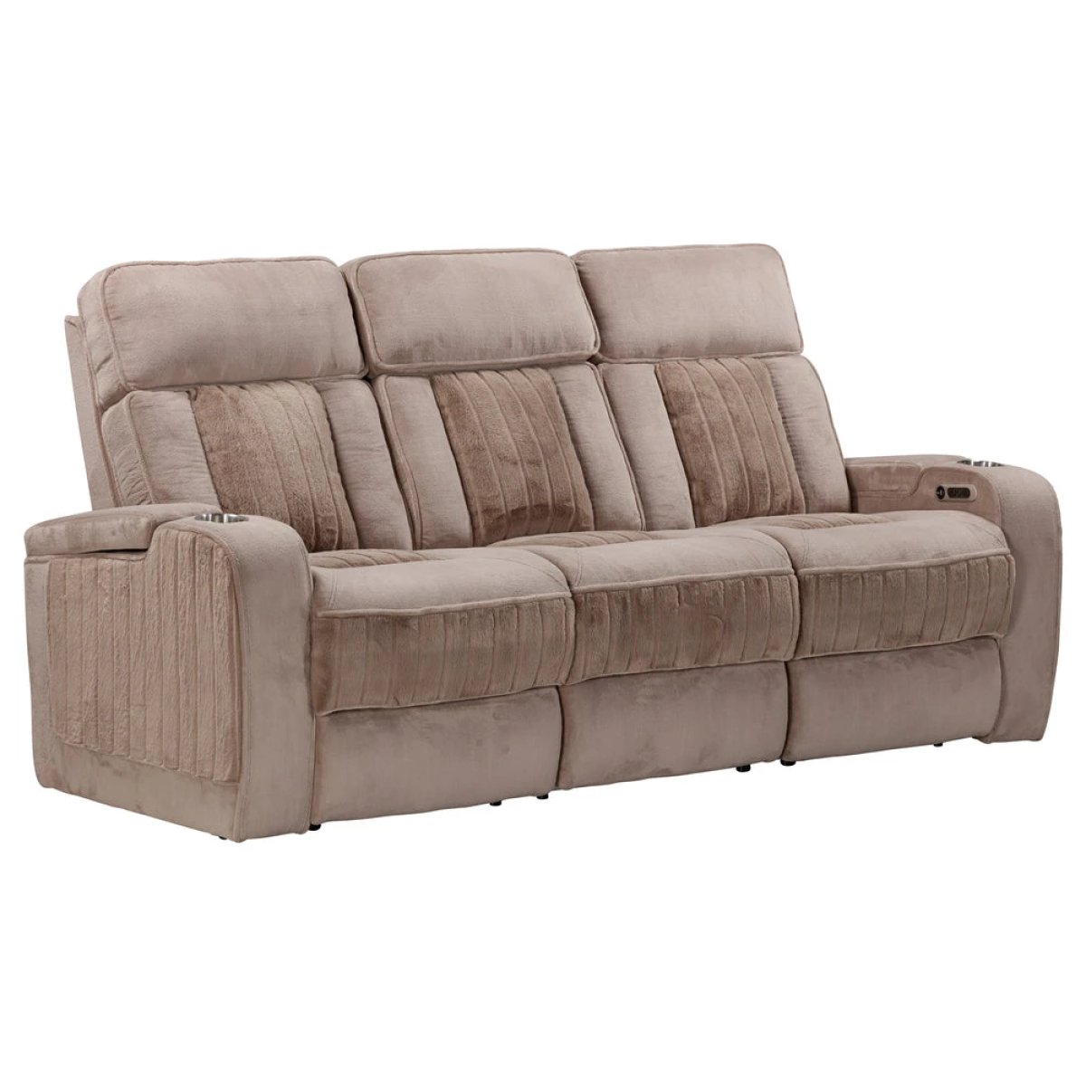 91c4f16b2391f4b2c2874d8535c41f1f Equinox - Mushroom Power Sofa With Power Headrests - Image 1