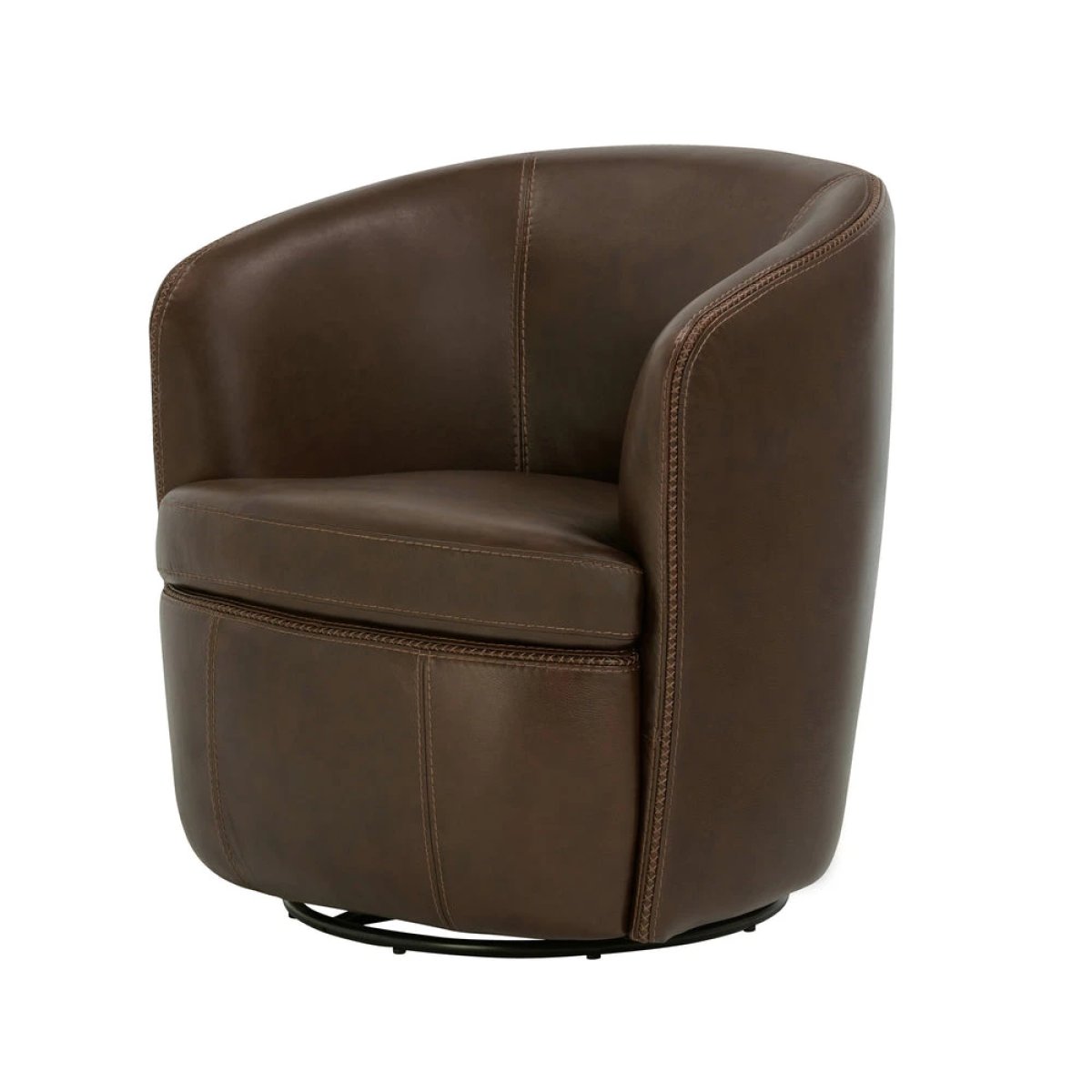 be29659d4c607289d2e945d41825f162 Barolo - Vintage Brown Swivel Club Chair - Image 1