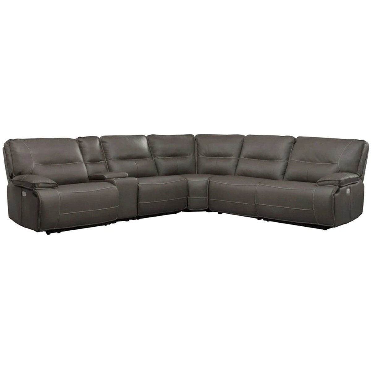 f52ec223b84d61efc37539af5ad7fd6b Spartacus - Haze 6pc Modular Power Reclining Sectional With Power Adjustable Headrests - Image 1