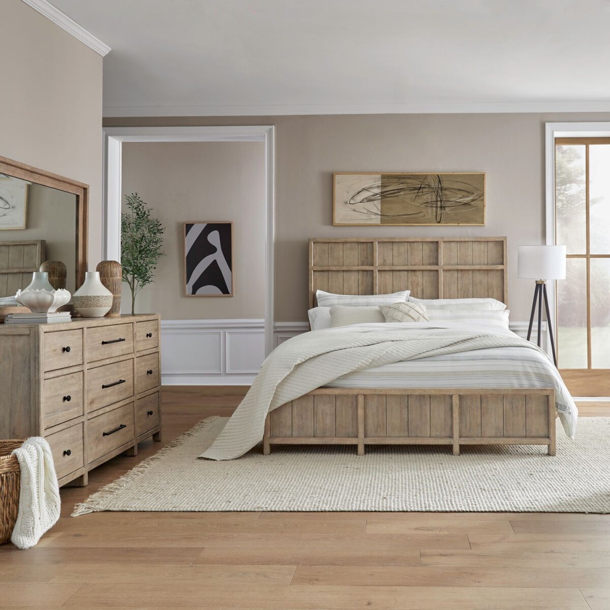 005261eb96e191b87829449b4dd0eb4a Proximity Place Queen Panel Bed, Dresser & Mirror - Image 1
