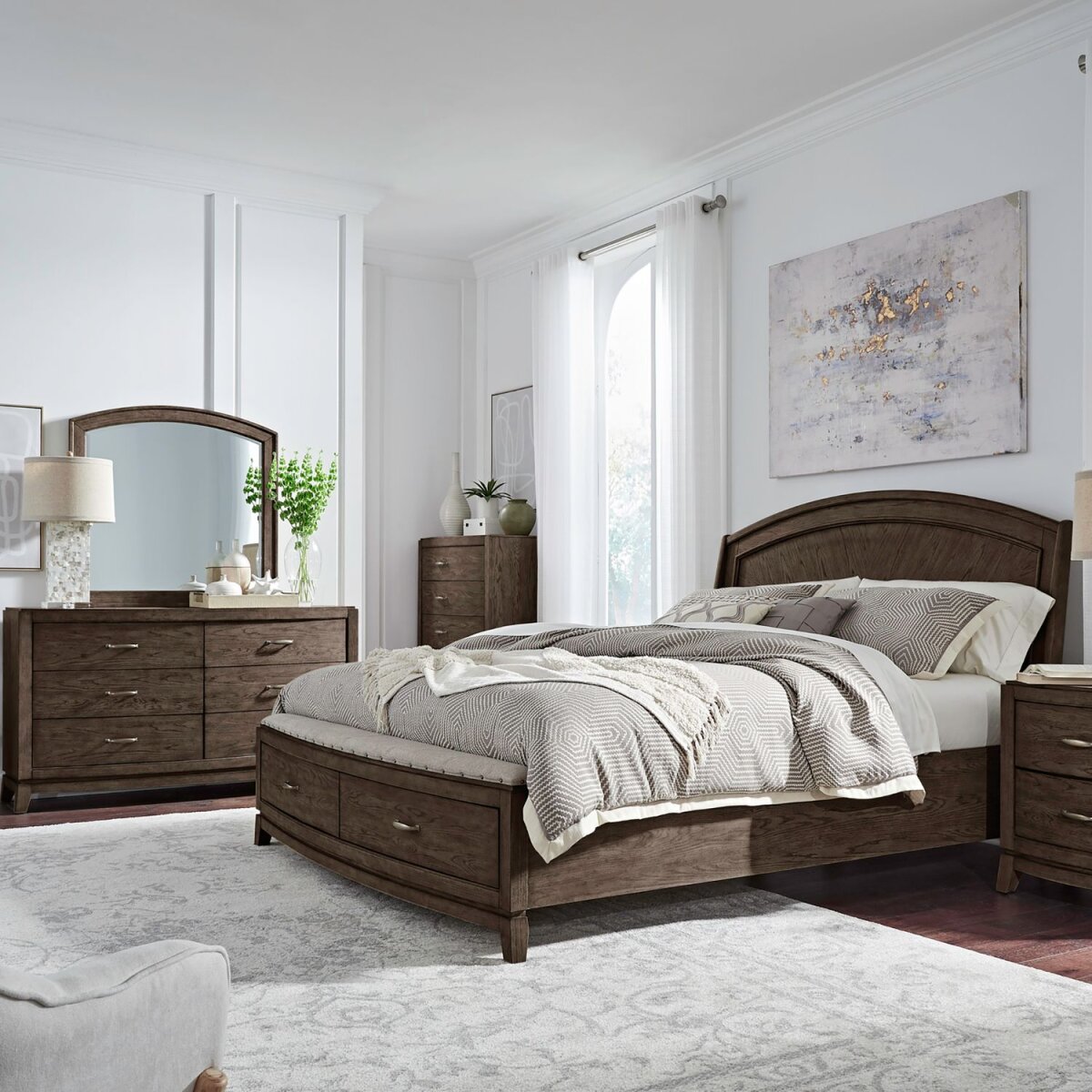 096e64714c419ffaee882352c5ad0cdd King Panel Storage Bed, Dresser & Mirror, Chest - Image 1