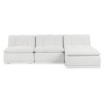Haven Leather Modular 3pc Sectional W/ Ottoman - White