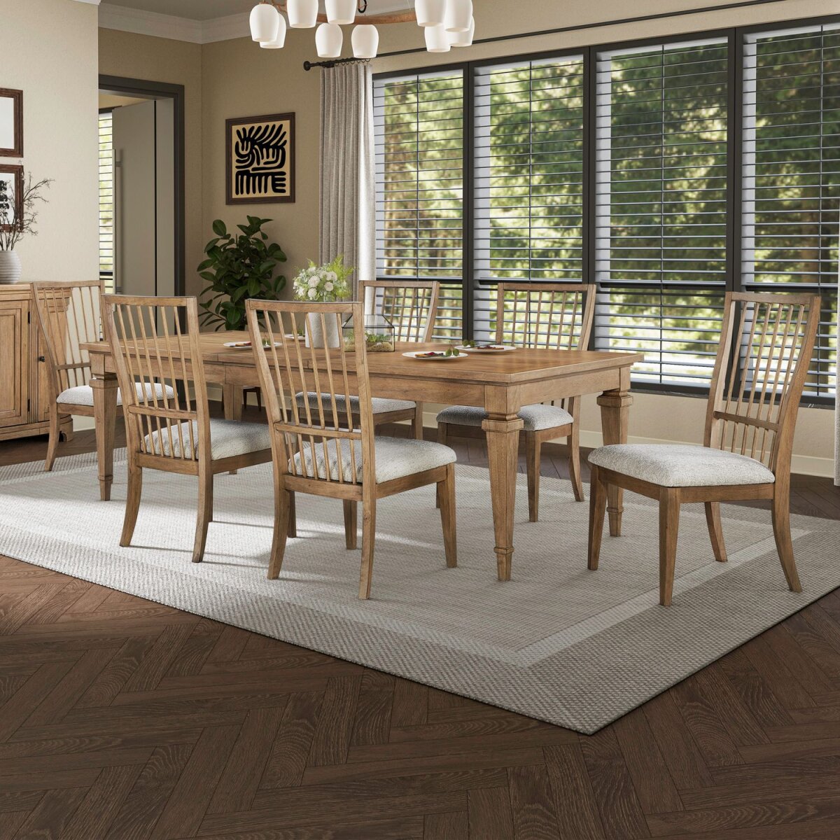 1dde74f06cb556a81de83b6a6377d69b 7 Piece Rectangular Table Set - Image 1